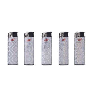 BRIQUET PROF LIGHTER SHINY SILVER ELECT 25PCS