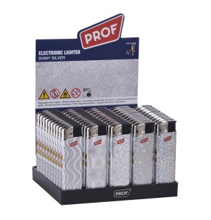 BRIQUET PROF LIGHTER SHINY SILVER ELECT 25PCS