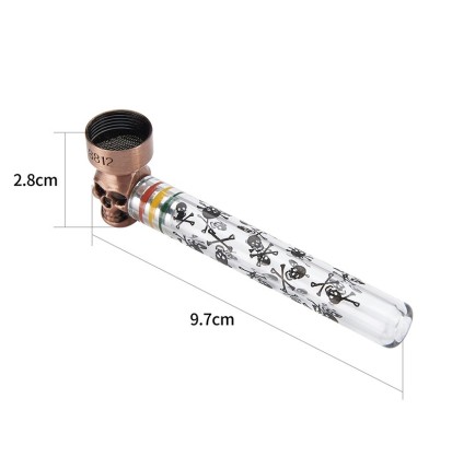 Pipes Champ High Verre Crâne avec tête en métal  9,5 cm Affichage 15PCS